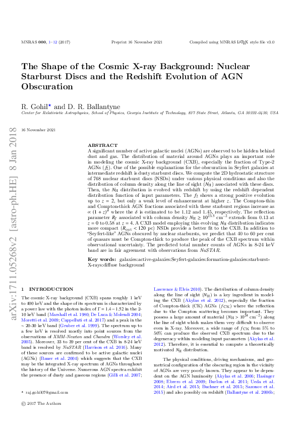 (PDF) The shape of the cosmic X-ray background: nuclear starburst discs ...