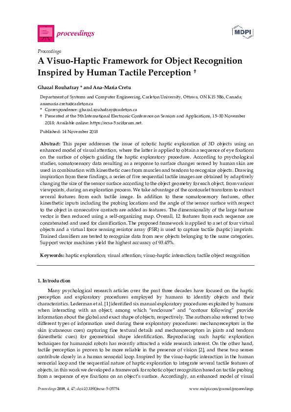 (PDF) A Visuo-Haptic Framework for Object Recognition Inspired from ...