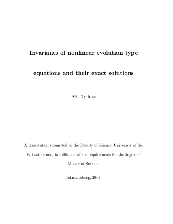 (PDF) Invariants of nonlinear evolution type equations and their exact ...