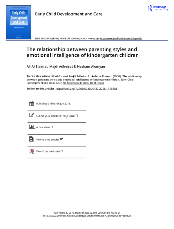 (PDF) The relationship between parenting styles and emotional ...