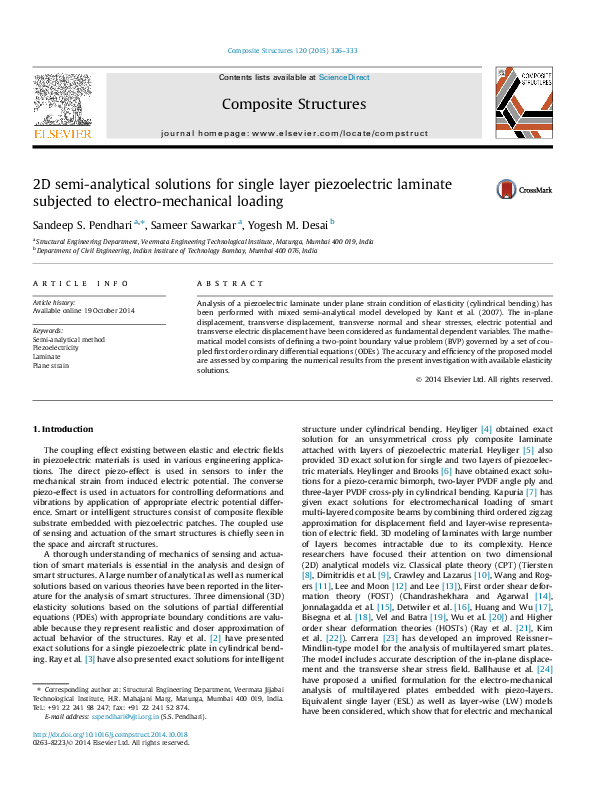(PDF) 2D semianalytical solutions for single layer piezoelectric