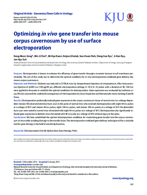 (PDF) Optimizing in vivo gene transfer into mouse corpus cavernosum by ...