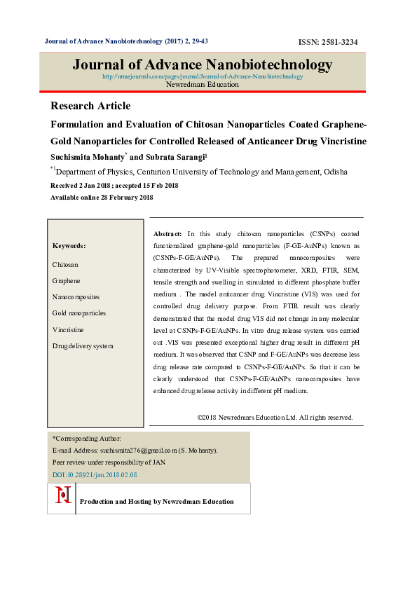 (PDF) Formulation and Evaluation of Chitosan Nanoparticle of Acyclovir
