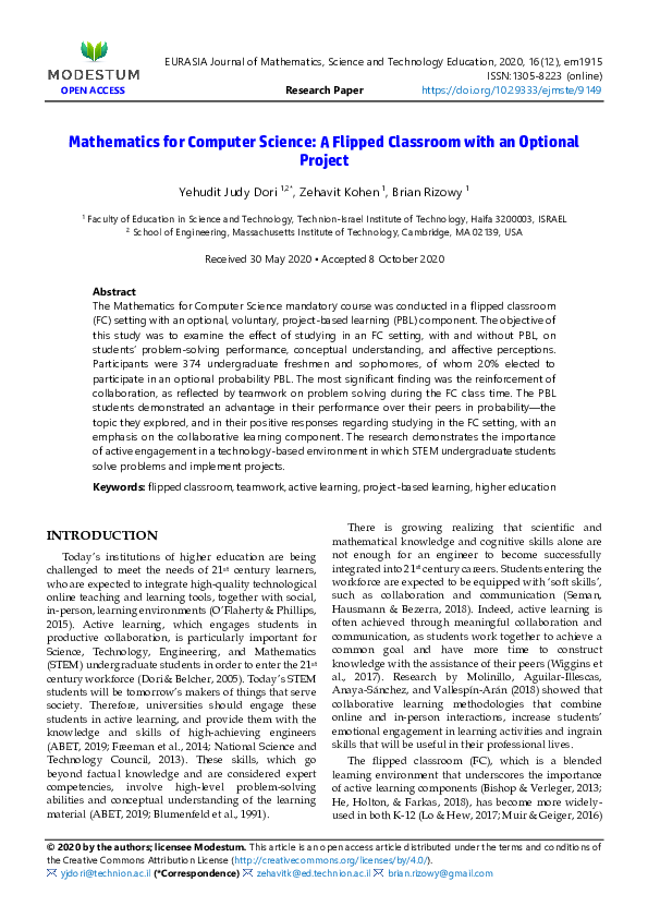 (PDF) Mathematics for Computer Science: A Flipped Classroom with an ...