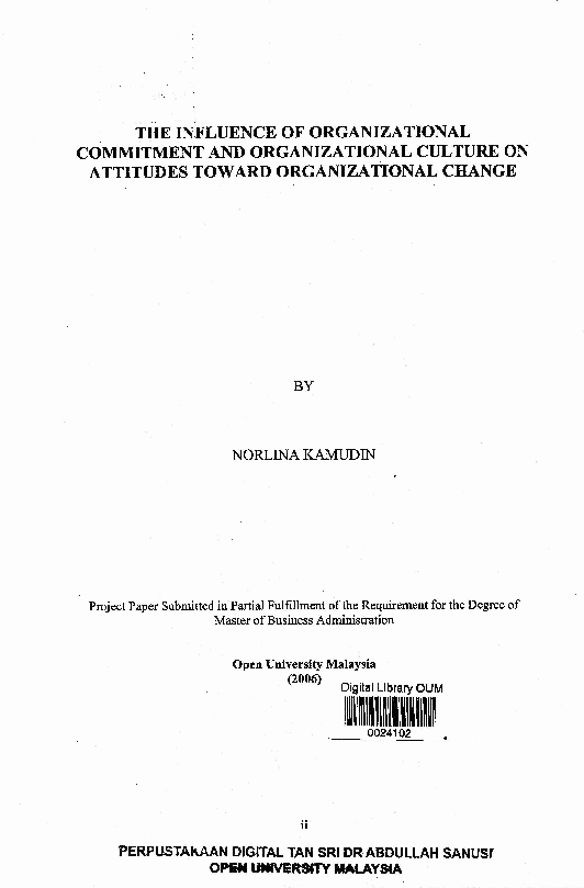 (PDF) The Influence of Organizational Commitment and Organizational ...