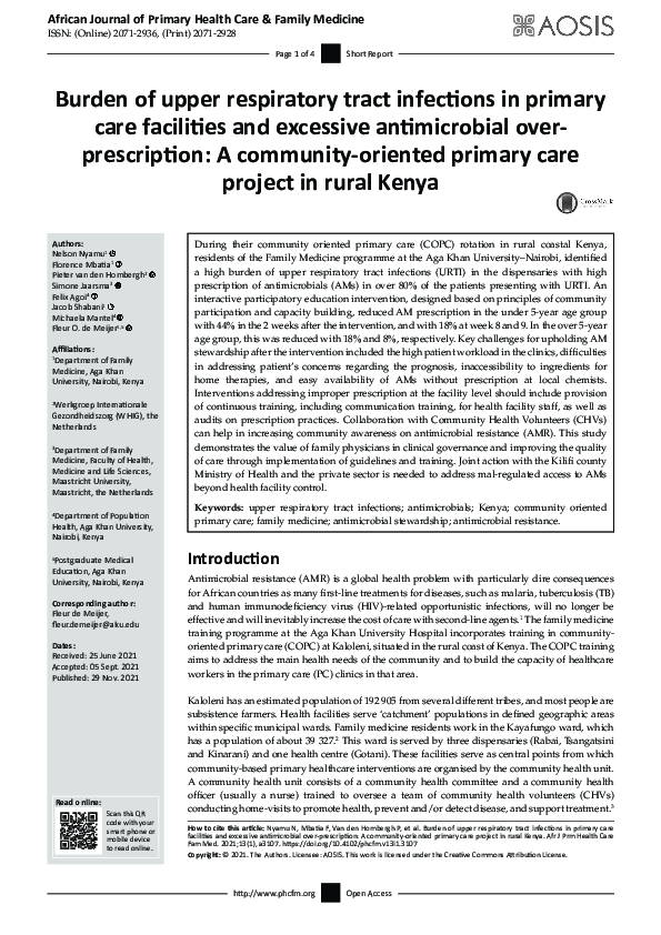(PDF) Burden of upper respiratory tract infections in primary care ...