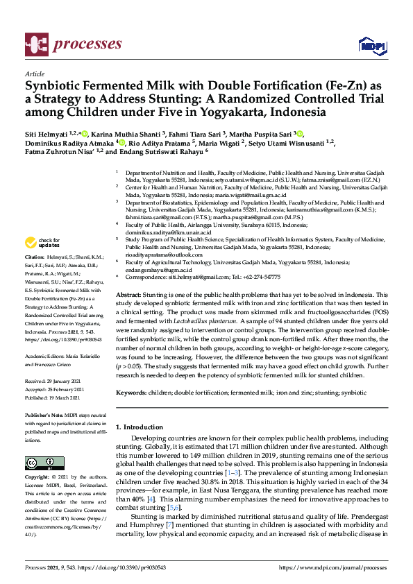 (PDF) Synbiotic Fermented Milk with Double Fortification (Fe-Zn) as a ...