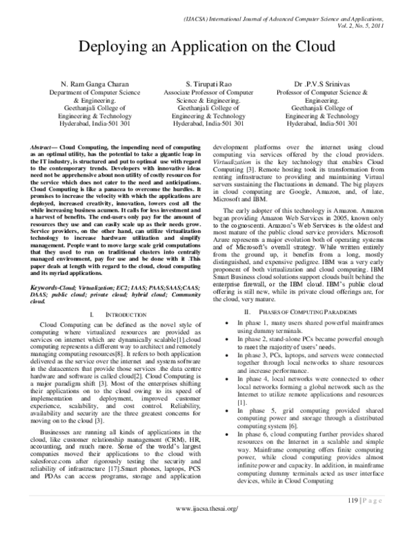 (PDF) Deploying an Application on the Cloud