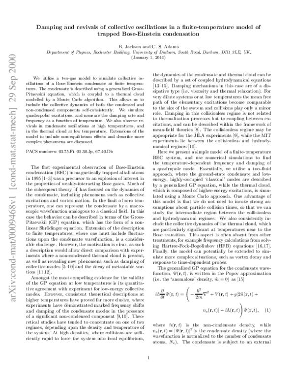 (PDF) Damping and revivals of collective oscillations in a finite ...