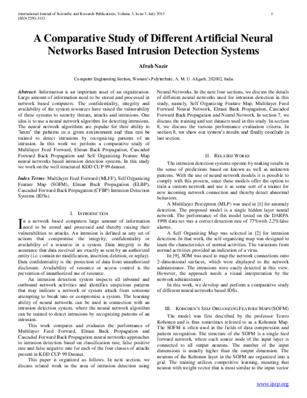 (PDF) A Comparative Study of Different Artificial Neural Networks Based ...