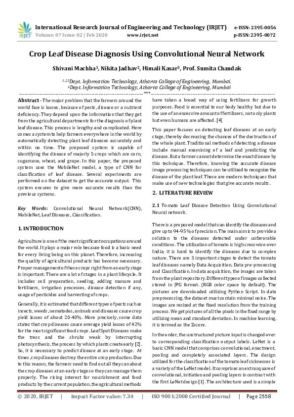 (PDF) Crop Leaf Disease Diagnosis using Convolutional Neural Network