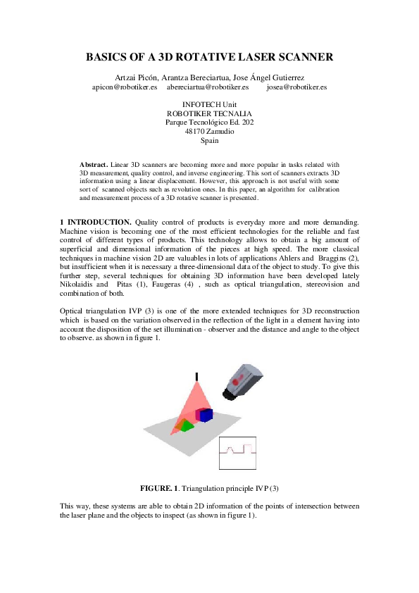 (PDF) Basics of a 3 D Rotative Laser Scanner