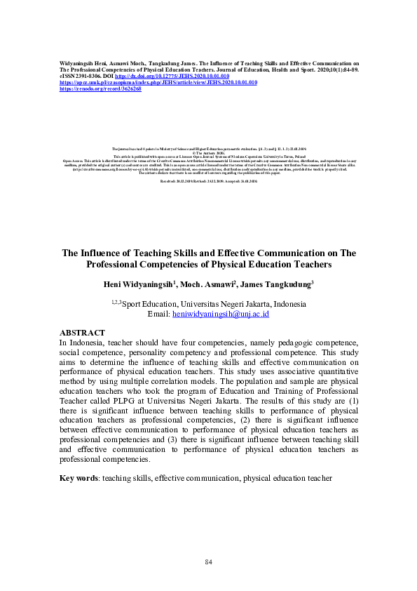 (PDF) The Influence of Teaching Skills and Effective Communication on ...