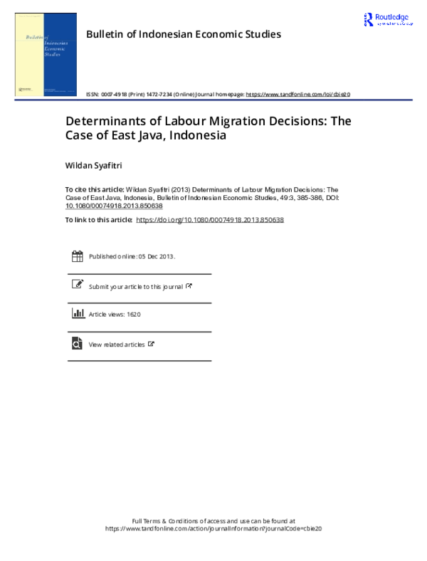 (PDF) Determinants of Labour Migration Decisions: The Case of East Java ...