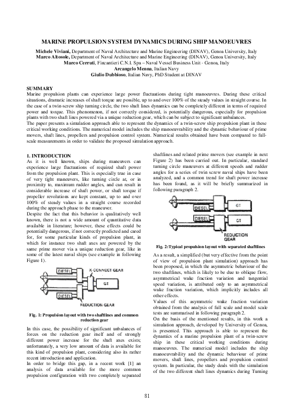 (PDF) Marine Propulsion System Dynamics During Ship Manoeuvres