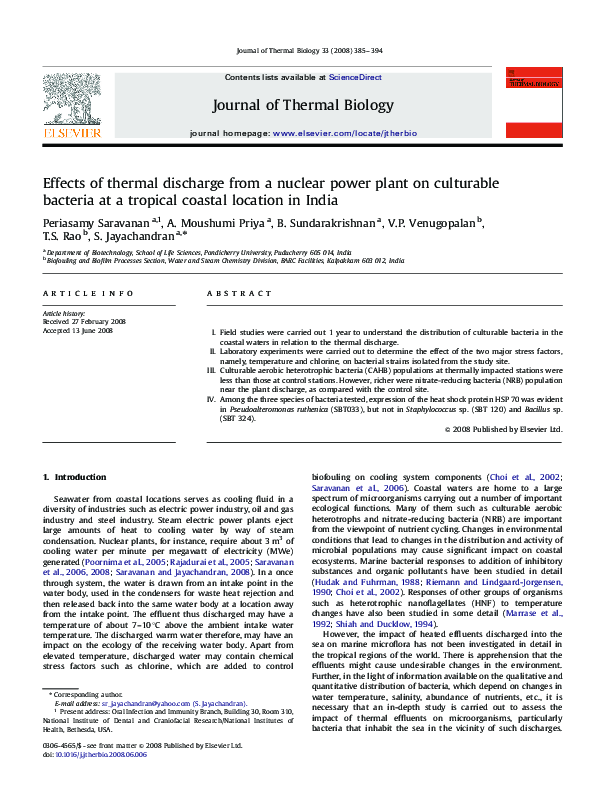 (PDF) Effects of a thermal discharge from a nuclear power plant on ...