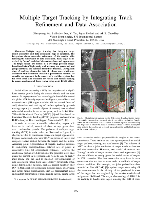(PDF) Multiple target tracking by integrating track refinement and data ...