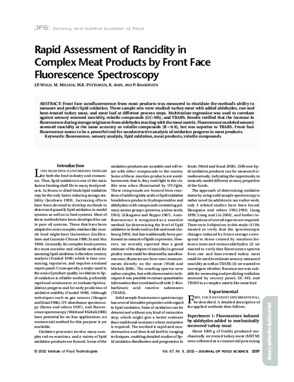 (PDF) Rapid Assessment of Rancidity in Complex Meat Products by Front ...