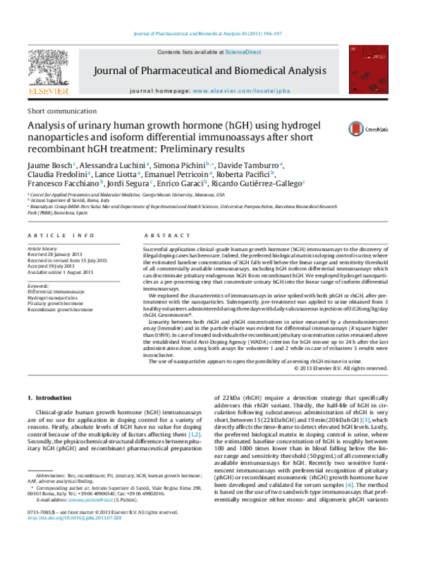 (PDF) Analysis of urinary human growth hormone (hGH) using hydrogel ...