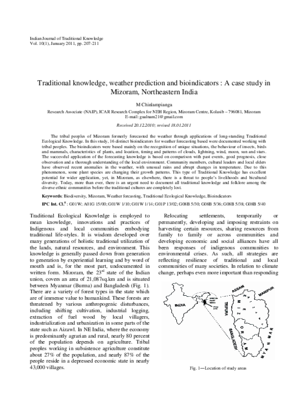 (PDF) Traditional knowledge, weather prediction and bioindicators : A ...
