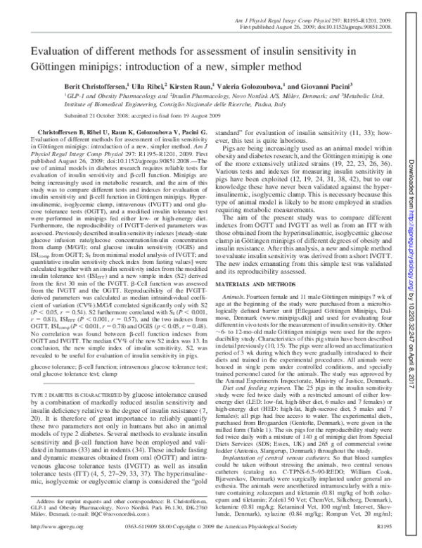 (PDF) Evaluation of different methods for assessment of insulin ...