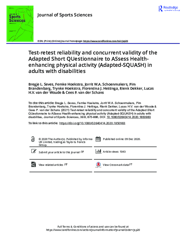 (PDF) Test-retest reliability and concurrent validity of the Adapted ...