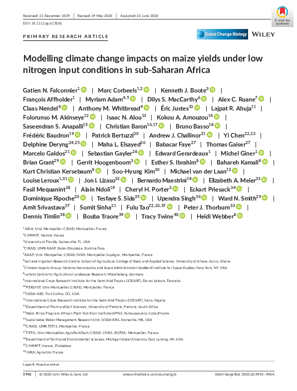 (PDF) Modelling climate change impacts on maize yields under low ...