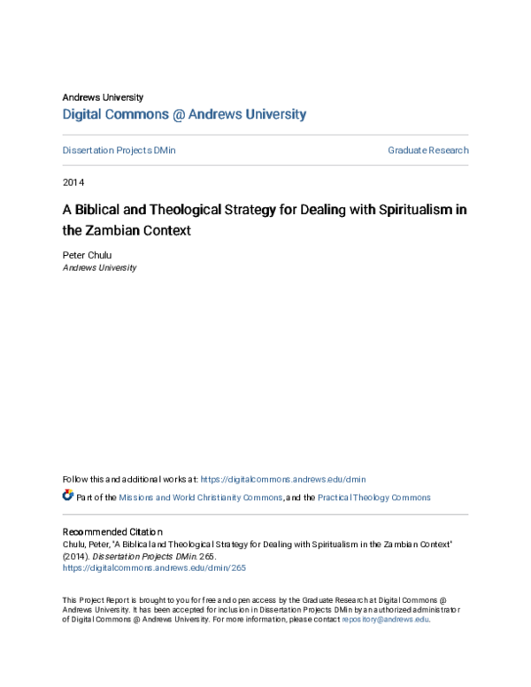 (PDF) A Biblical and Theological Strategy for Dealing with Spiritualism ...