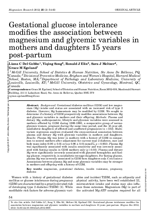 (PDF) Gestational glucose intolerance modifies the association between ...
