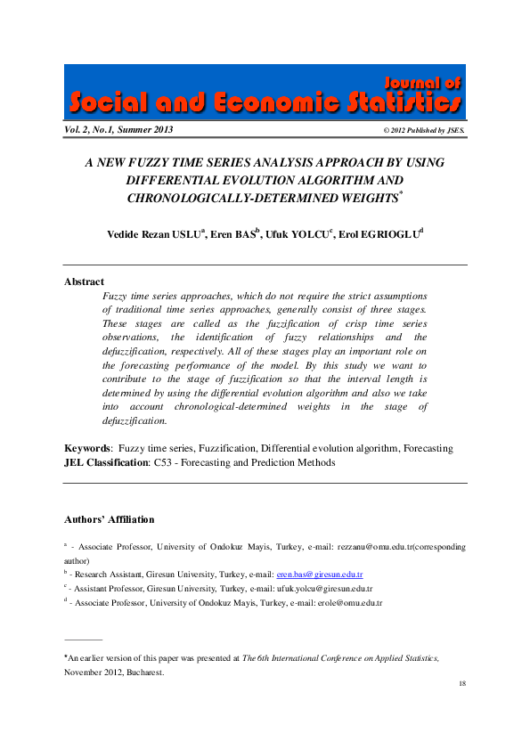 (PDF) A New Fuzzy Time Series Analysis Approach by Using Differential ...