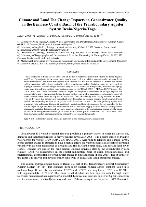 (PDF) Climate and Land Use Change Impacts on Groundwater Quality in the ...