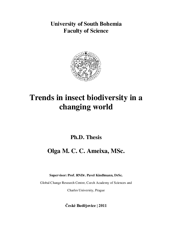 (PDF) Trends in insect biodiversity in a changing world