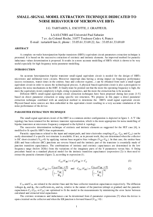 (PDF) Small-signal model extraction technique dedicated to noise ...