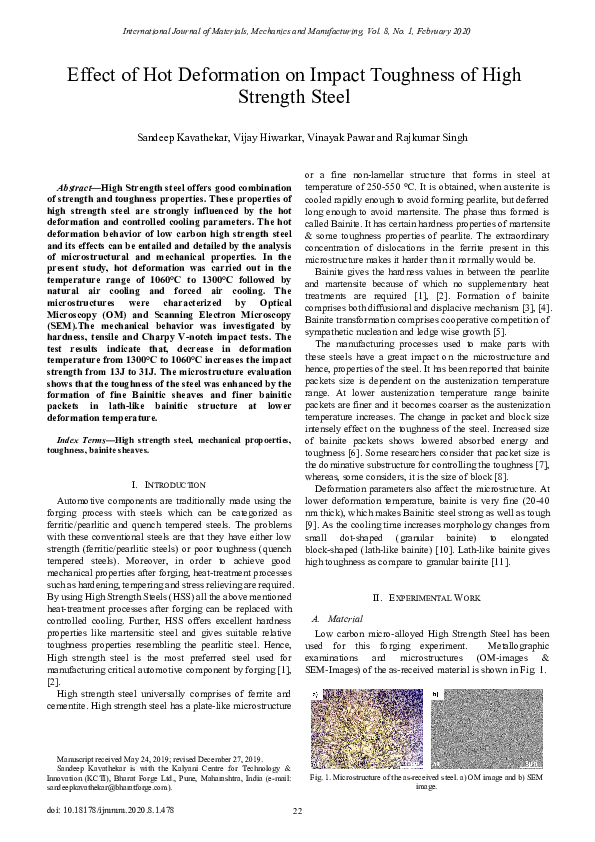 (PDF) Effect of Hot Deformation on Impact Toughness of High Strength Steel