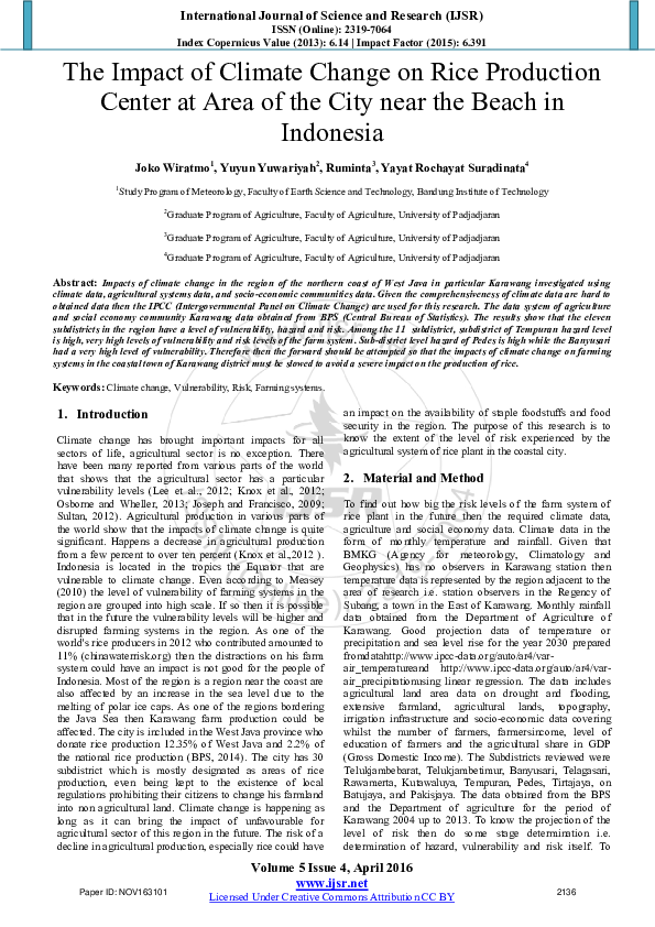 (PDF) The Impact of Climate Change on Rice Production Center at Area of ...
