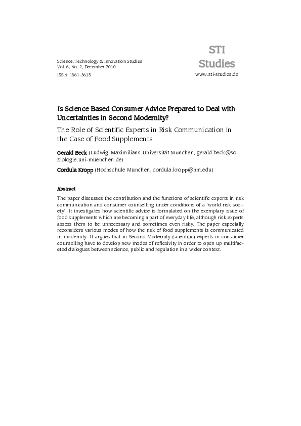 (PDF) Is Science Based Consumer Advice Prepared to Deal with ...