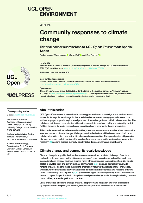 (PDF) Community responses to climate change