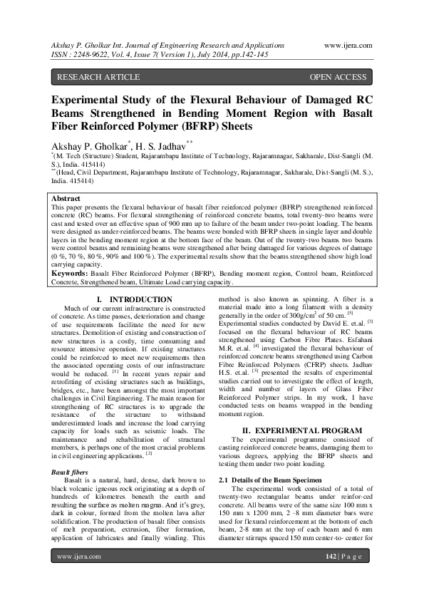 (PDF) Experimental Study of the Flexural Behaviour of Damaged RC Beams ...