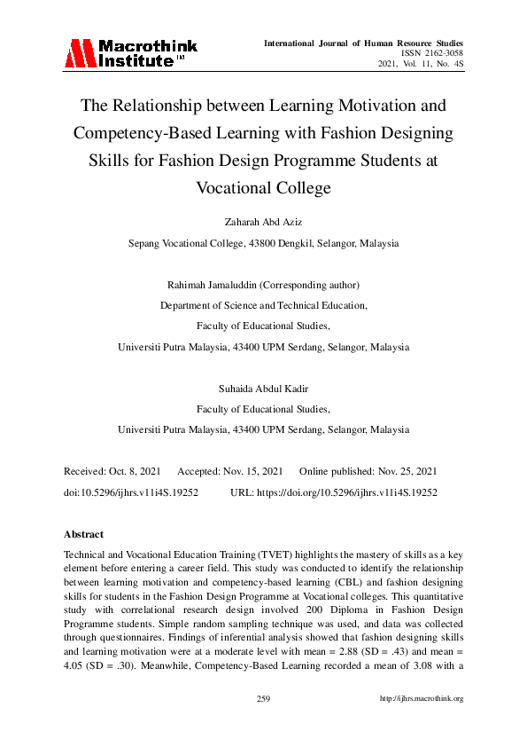 (PDF) The Relationship between Learning Motivation and Competency-Based ...