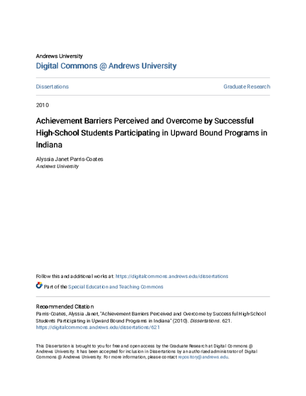 (PDF) Achievement Barriers Perceived and Overcome by Successful High ...