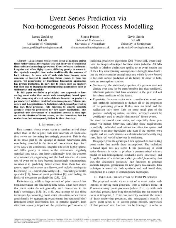 (PDF) Event Series Prediction via Non-Homogeneous Poisson Process Modelling