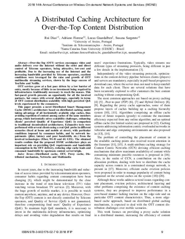 (PDF) A distributed caching architecture for Over-the-Top content ...