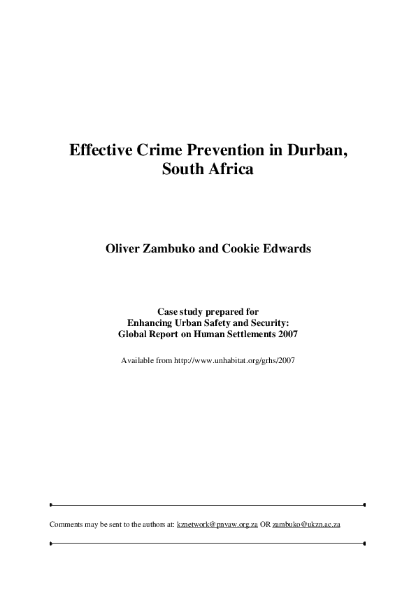 (PDF) Effective Crime Prevention in Durban, South Africa