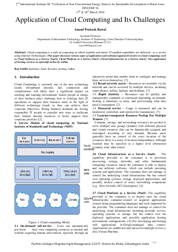 (PDF) Application of Cloud Computing and Its Challenges | Anand Prakash ...