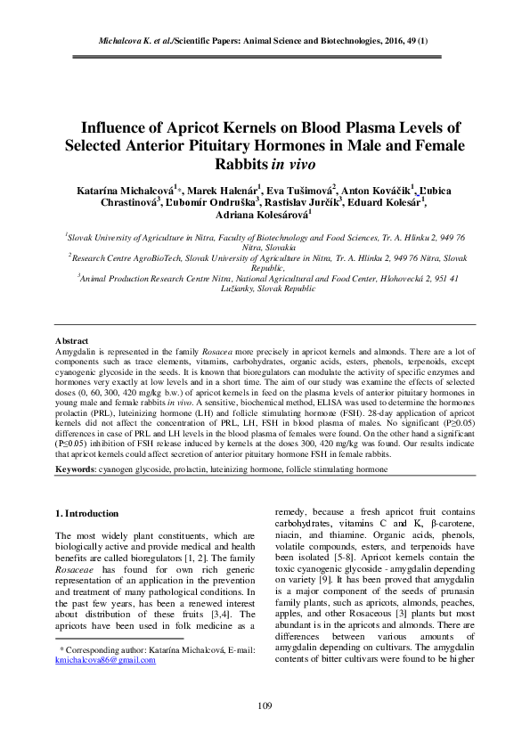 (PDF) Influence of apricot kernels on blood plasma levels of selected ...