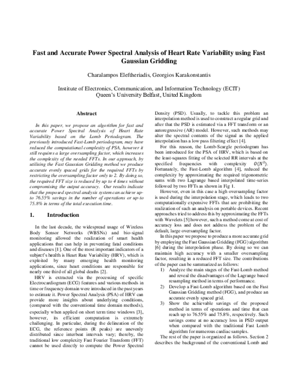 (PDF) Fast and Accurate Power Spectral Analysis of Heart Rate ...