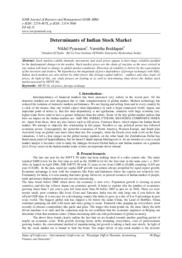 (PDF) Determinants of Indian Stock Market