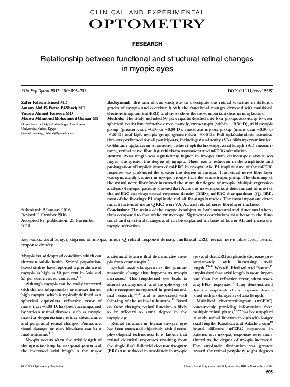 (PDF) Relationship between functional and structural retinal changes in ...