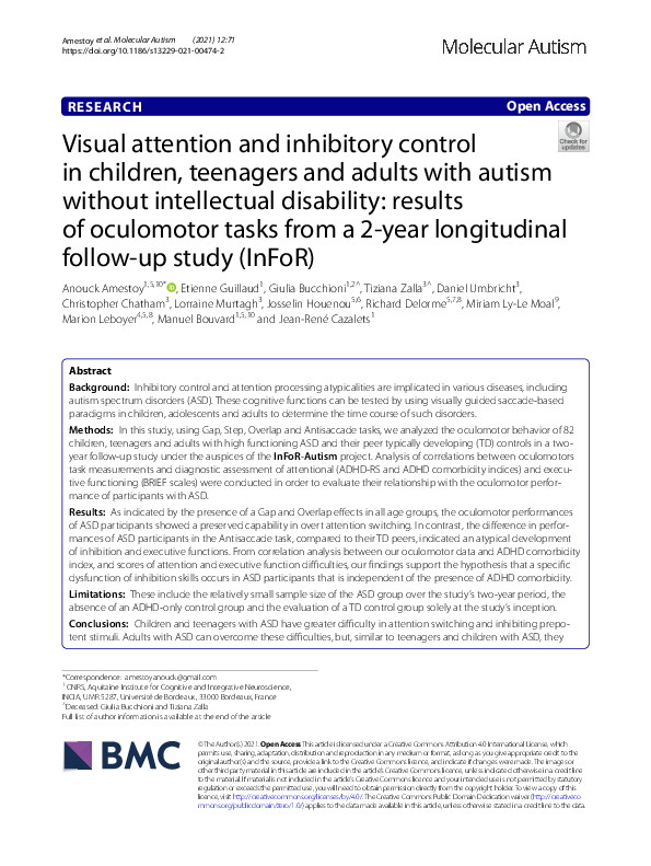 (PDF) Visual attention and inhibitory control in children, teenagers ...