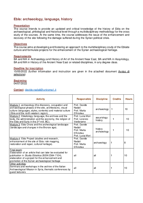 (PDF) Ebla: archaeology, language, history